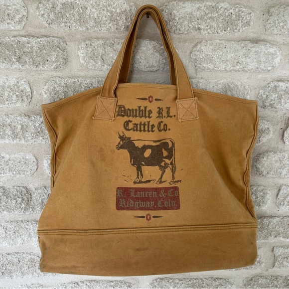Polo Ralph Lauren RRL Double RL canvas tote bag cattle co. R. Lauren & Co. Tan - Picture 10 of 10